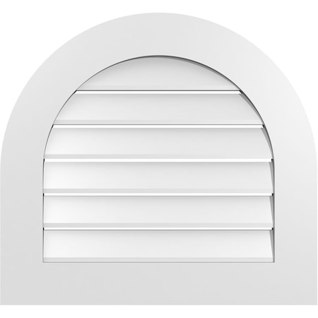 Round Top Surface Mount PVC Gable Vent: Functional, W/ 3-1/2W X 1P Standard Frame, 26W X 24H